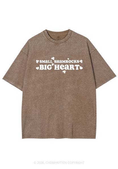 Small Shamrocks Big Heart St Patricks Y2K Shirts Washed Tee Cherrykitten