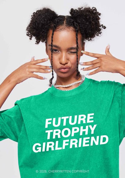 Future Trophy Girlfriend Y2K Shirts Washed Tee Cherrykitten