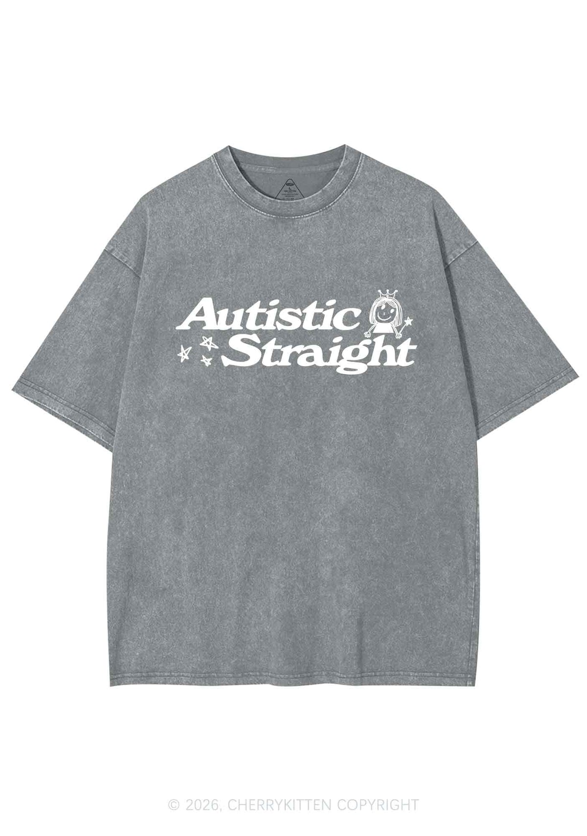 Autistic Straight Pride Y2K Shirts Washed Tee Cherrykitten