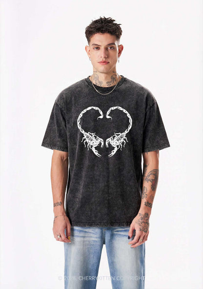 Skull Scorpion Heart Y2K Shirts Washed Tee Cherrykitten