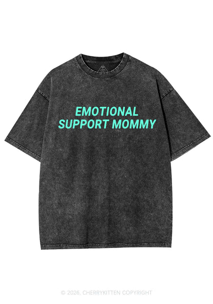 Emotional Support Mommy Y2K Shirts Washed Tee Cherrykitten