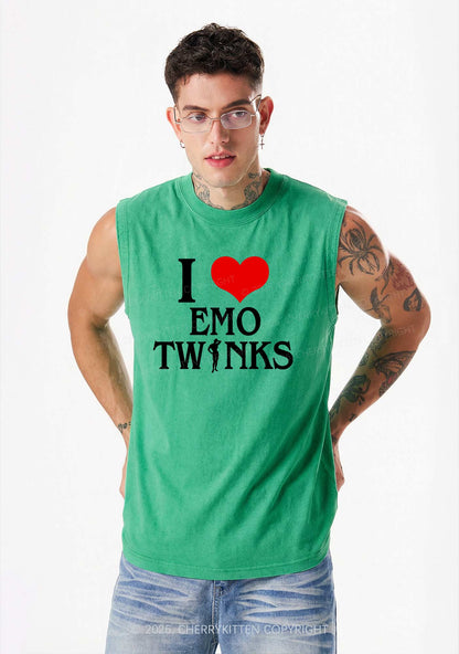 I Love Emo Twinks Pride Y2K Washed Muscle Tank Cherrykitten