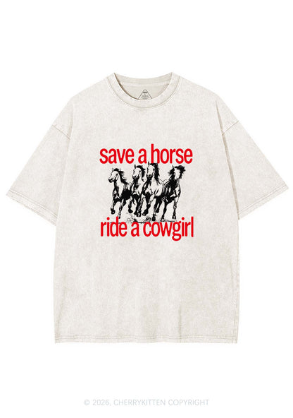 Four Horses Cowgirl Pride Y2K Shirts Washed Tee Cherrykitten