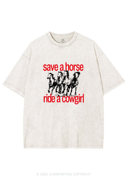 Four Horses Cowgirl Pride Y2K Shirts Washed Tee Cherrykitten