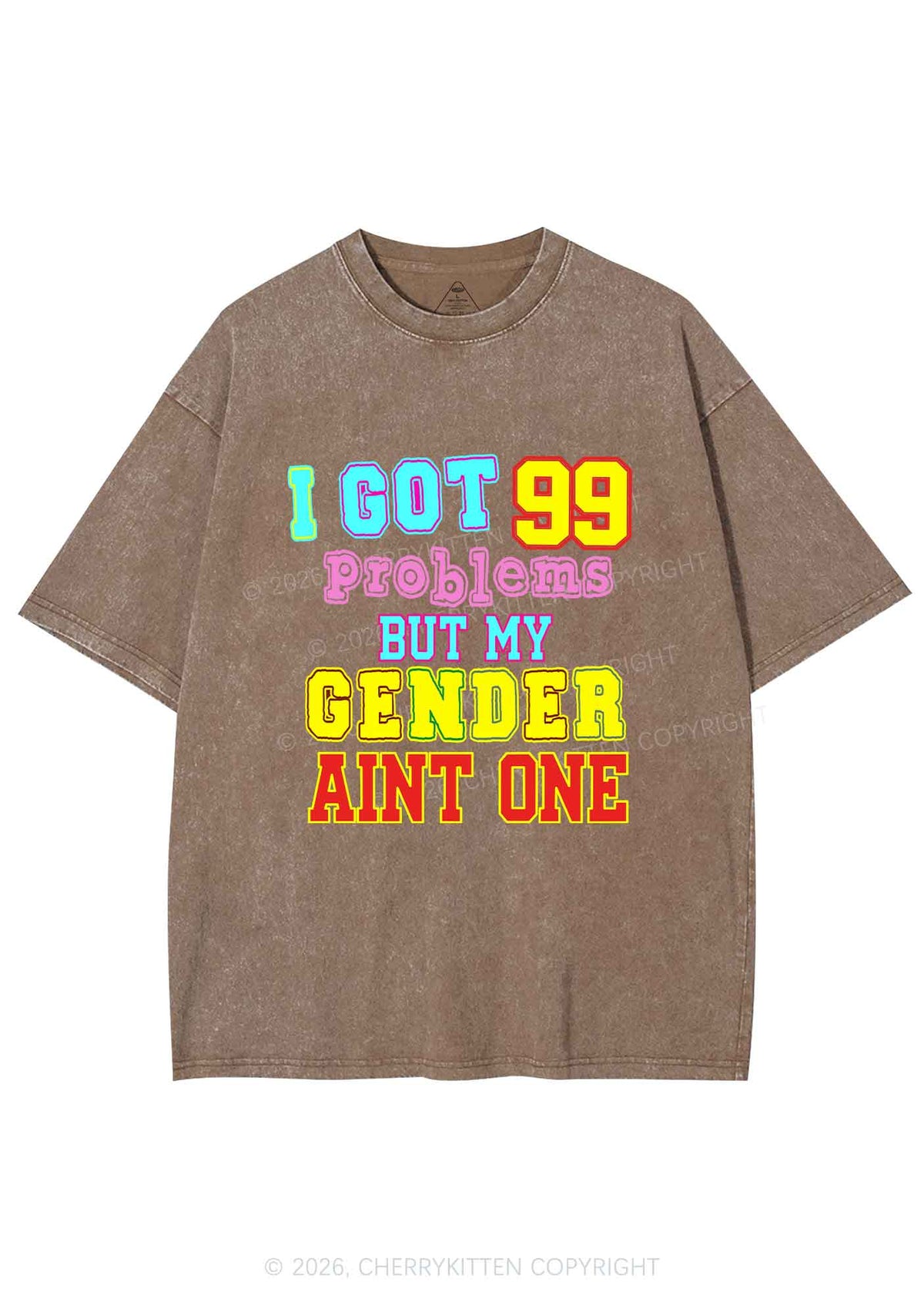 Gender Aint One Pride Y2K Shirts Washed Tee Cherrykitten