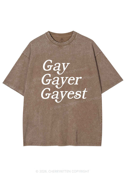 Gay Gayer Gayest Pride Y2K Shirts Washed Tee Cherrykitten