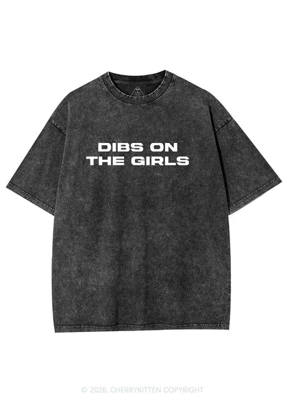 Dibs On The Girls Pride Y2K Shirts Washed Tee Cherrykitten
