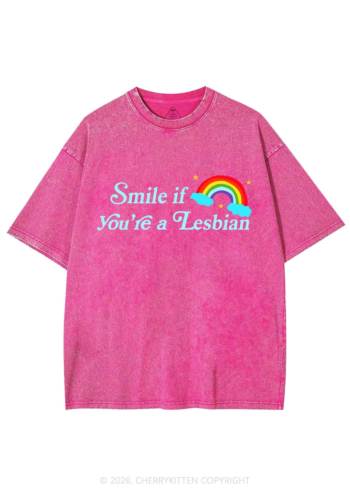Smile If You Are Lesbian Pride Y2K Shirts Washed Tee Cherrykitten