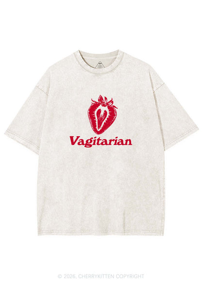 Vagitarian Strawberry Pride Y2K Shirts Washed Tee Cherrykitten