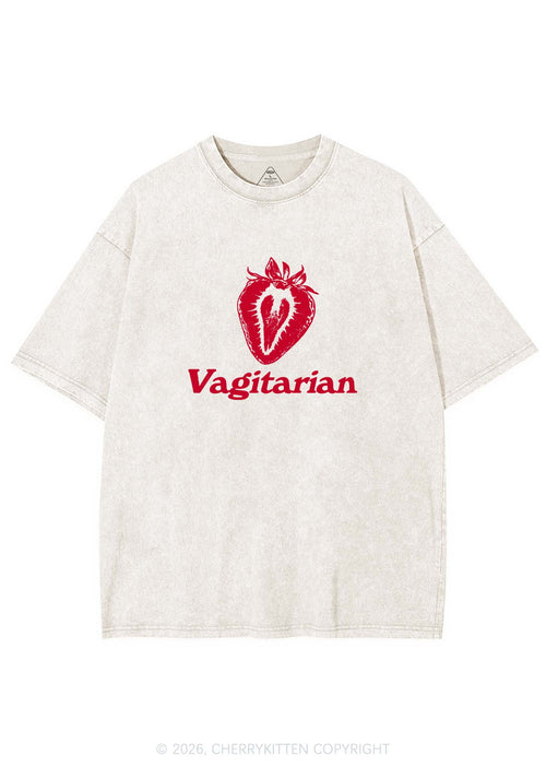 Vagitarian Strawberry Pride Y2K Shirts Washed Tee Cherrykitten