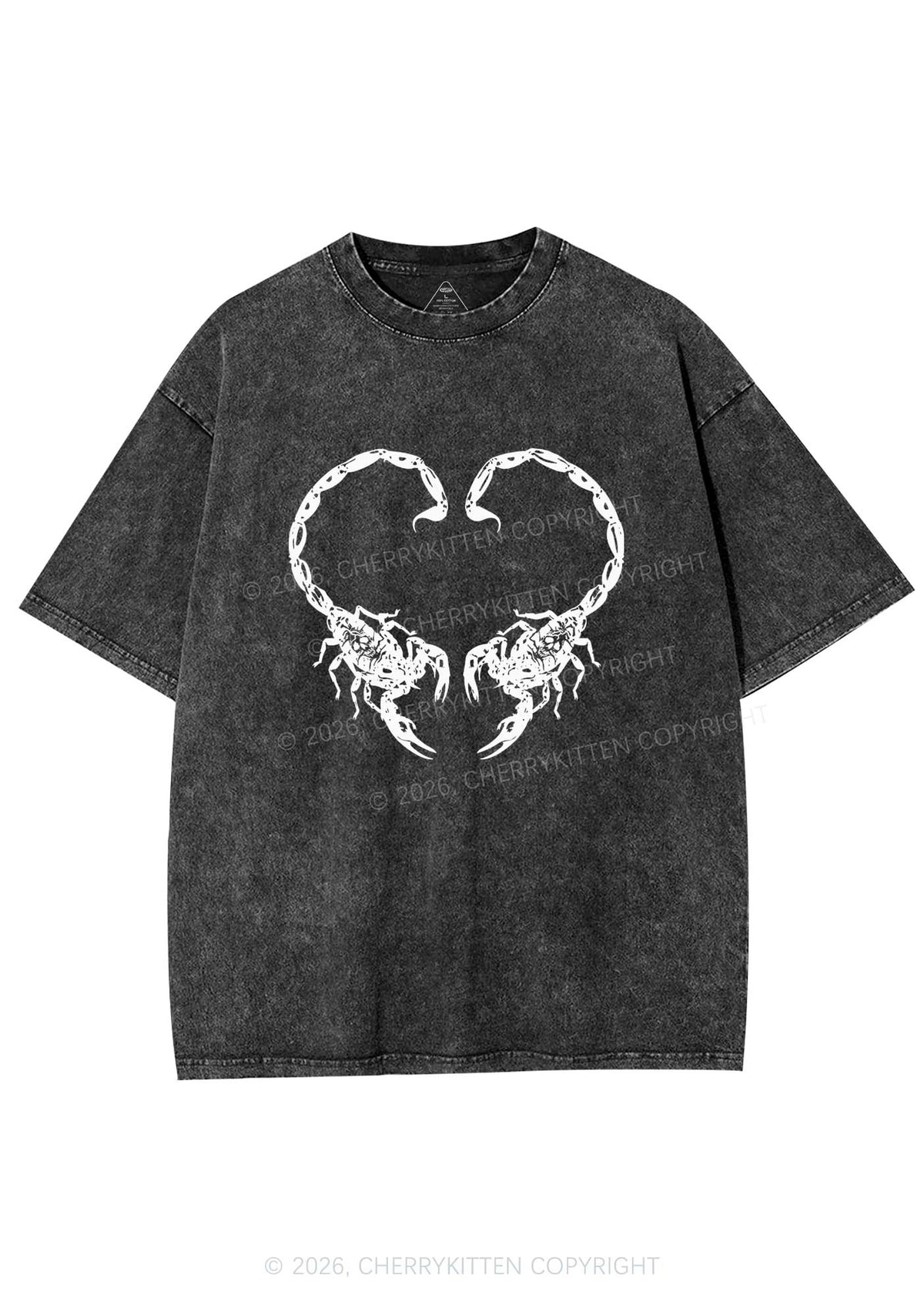 Skull Scorpion Heart Y2K Shirts Washed Tee Cherrykitten