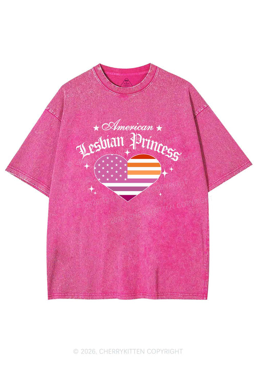 American Lesbian Princess Flag Pride Y2K Shirts Washed Tee Cherrykitten