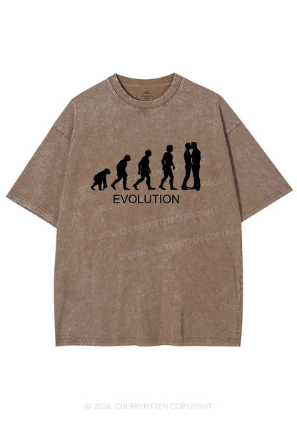 Gay Evolution Pride Y2K Shirts Washed Tee Cherrykitten