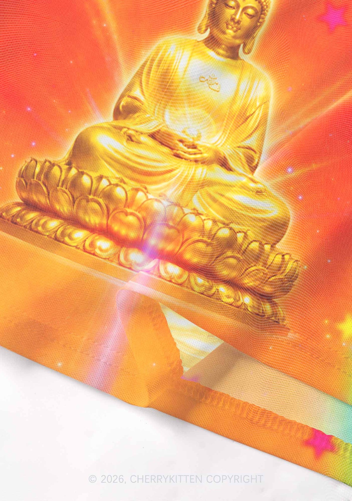 Golden Buddha Y2K Mesh Crop Top Cherrykitten