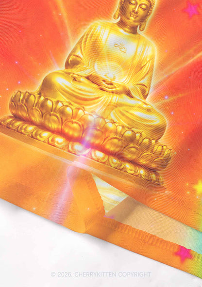 Golden Buddha Y2K Mesh Crop Top Cherrykitten