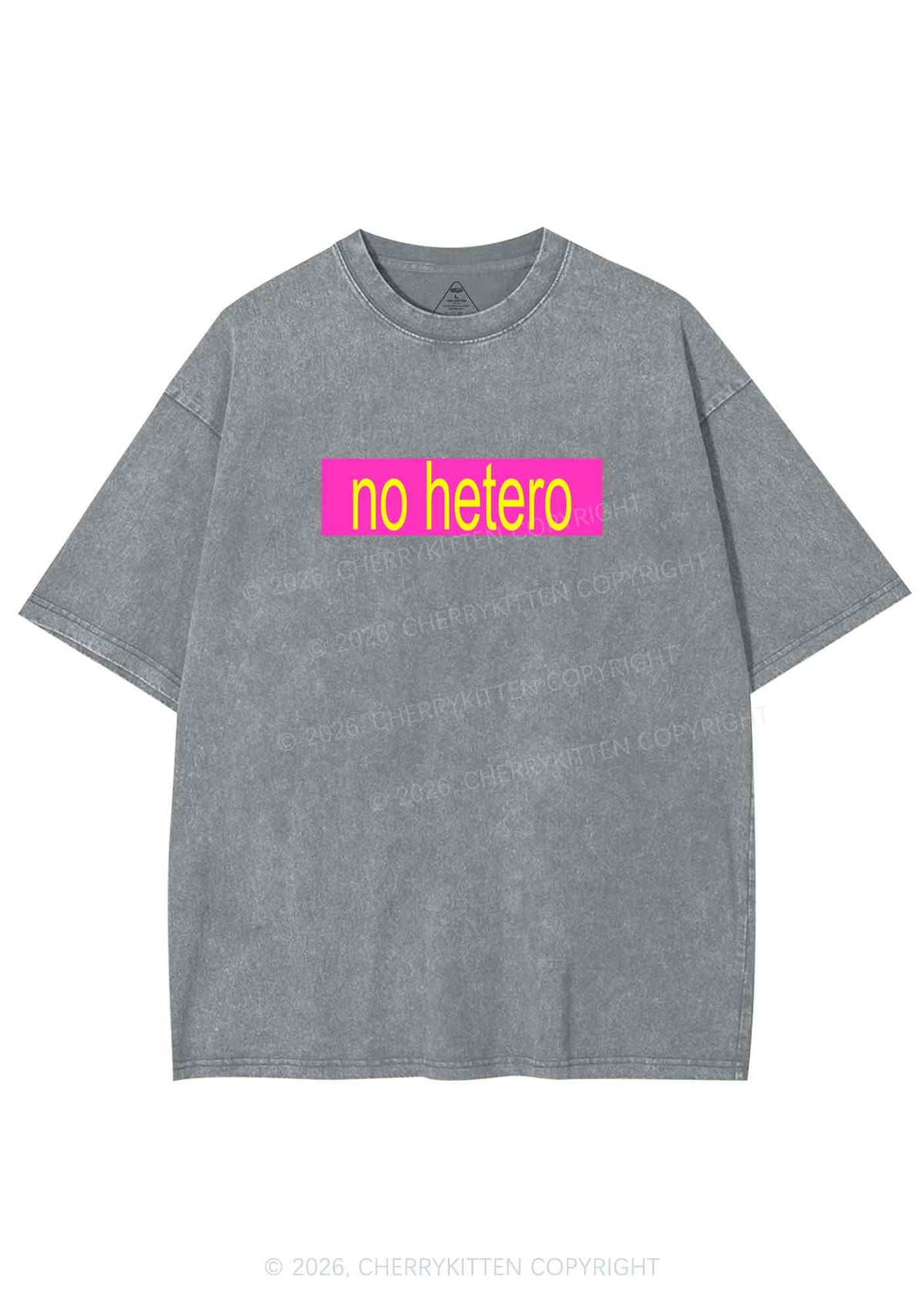 No Hetero Pride Y2K Shirts Washed Tee Cherrykitten