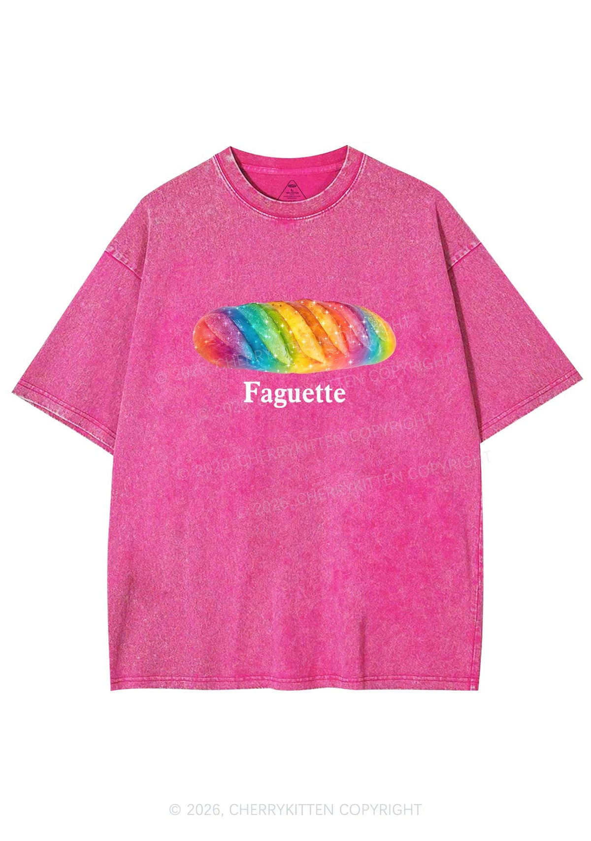 Rainbow Faguette Pride Y2K Shirts Washed Tee Cherrykitten