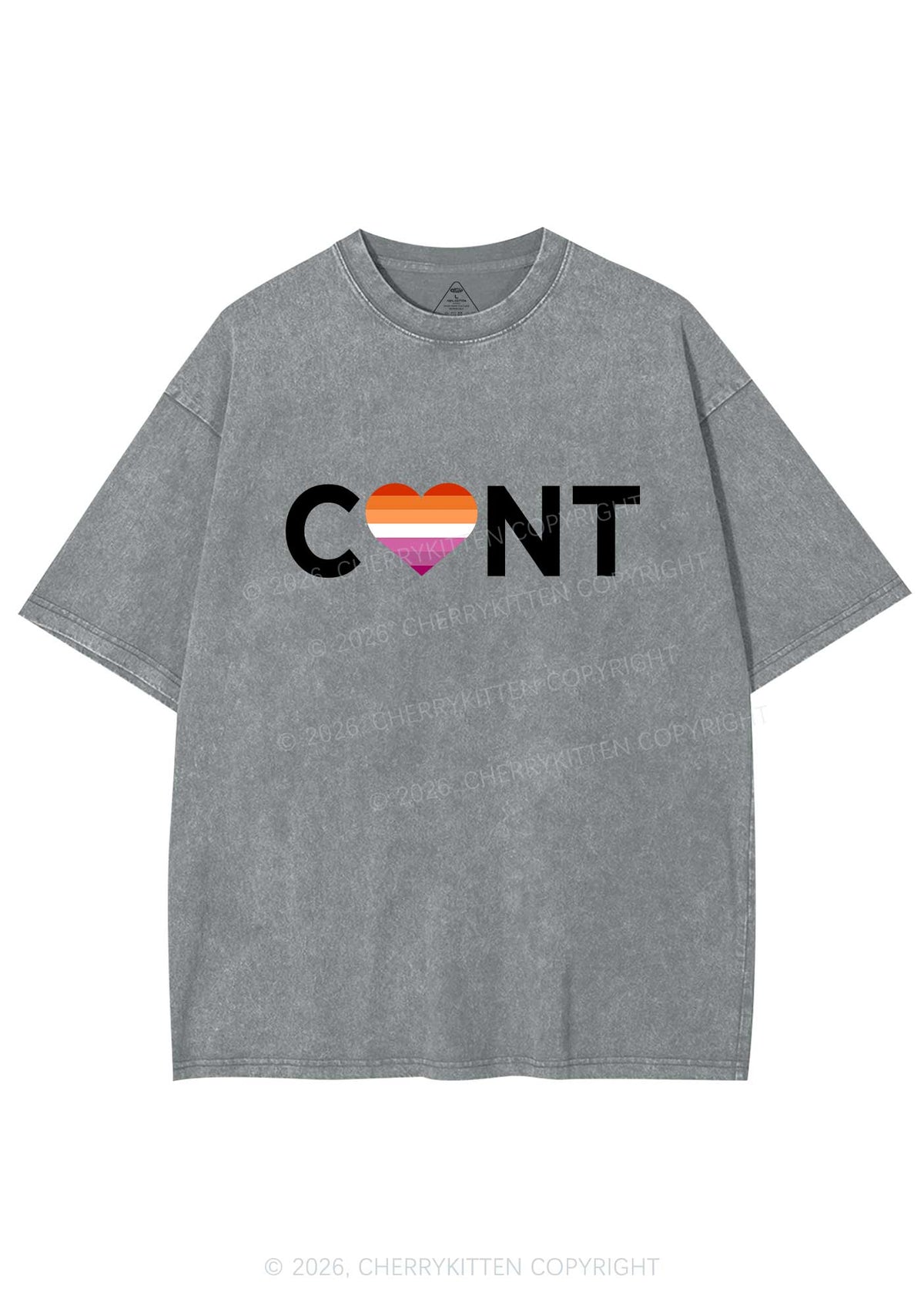 Lesbian Heart Cxxt Pride Y2K Shirts Washed Tee Cherrykitten
