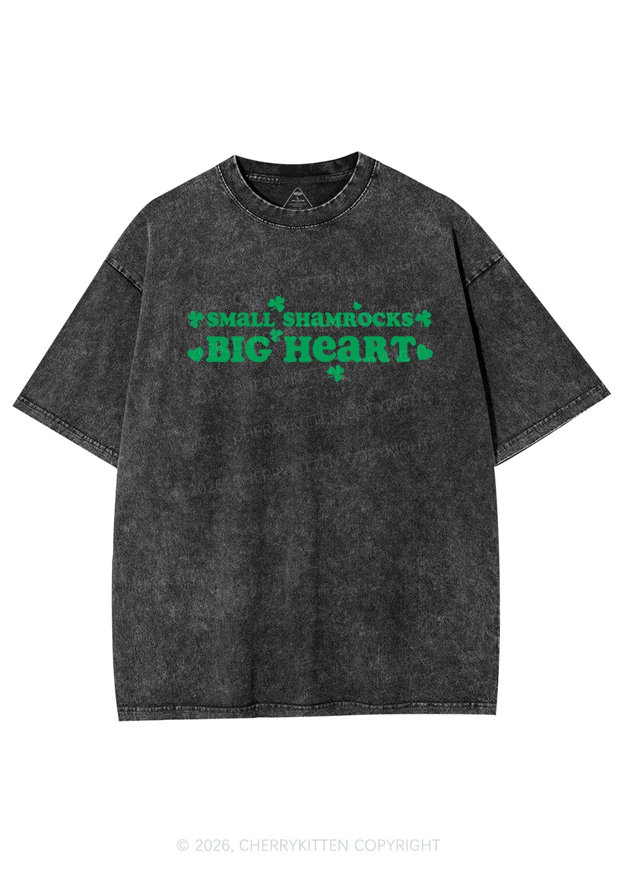 Small Shamrocks Big Heart St Patricks Y2K Shirts Washed Tee Cherrykitten