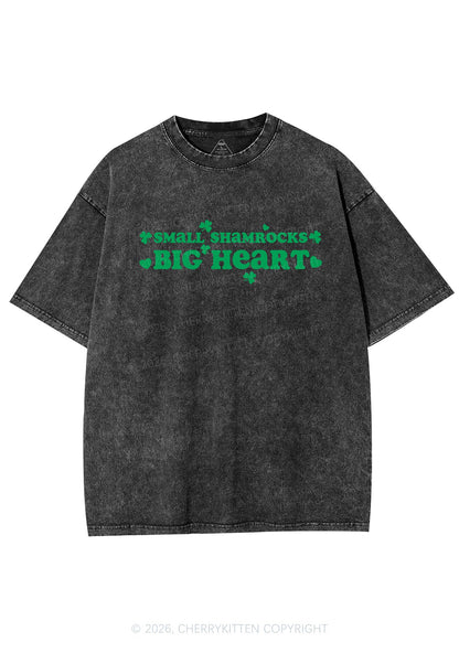Small Shamrocks Big Heart St Patricks Y2K Shirts Washed Tee Cherrykitten