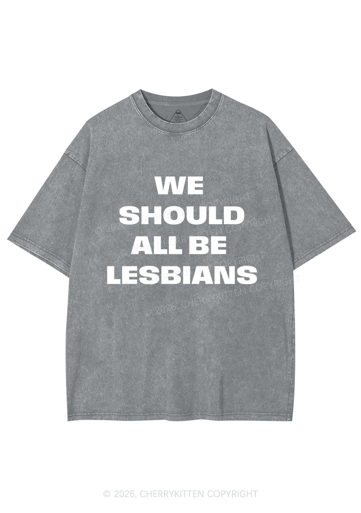 We Should All Be Lesbians Pride Y2K Shirts Washed Tee Cherrykitten