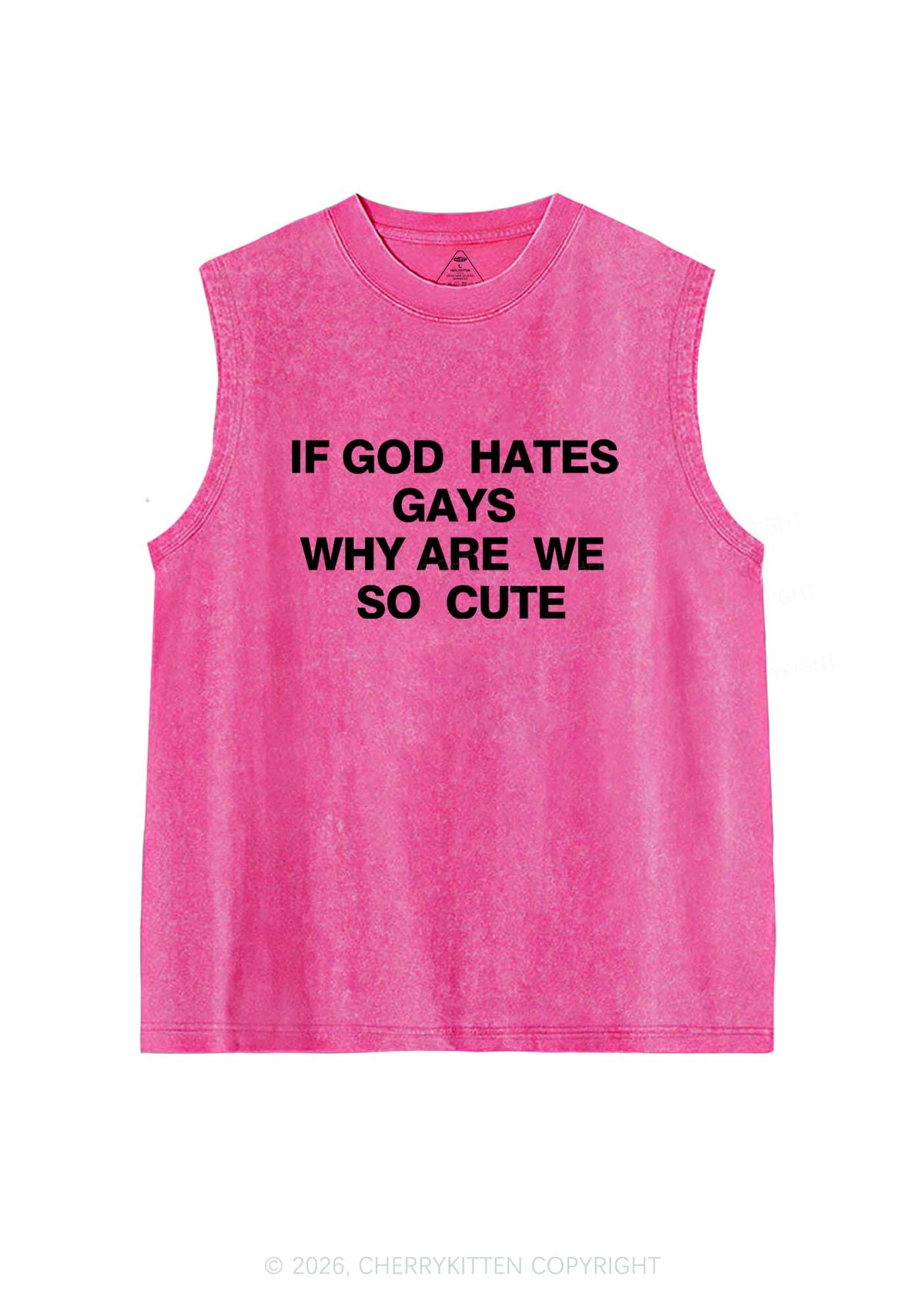 If God Hates Gays Pride Y2K Washed Muscle Tank Cherrykitten