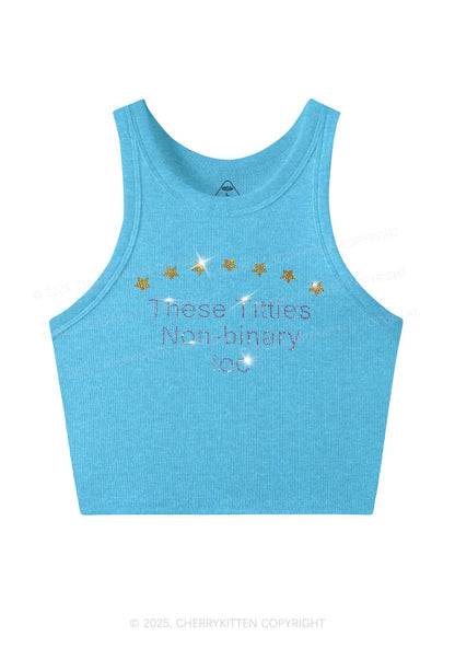 Rhinestone Txtties Nonbinary Too Y2K Crop Tank Top Cherrykitten