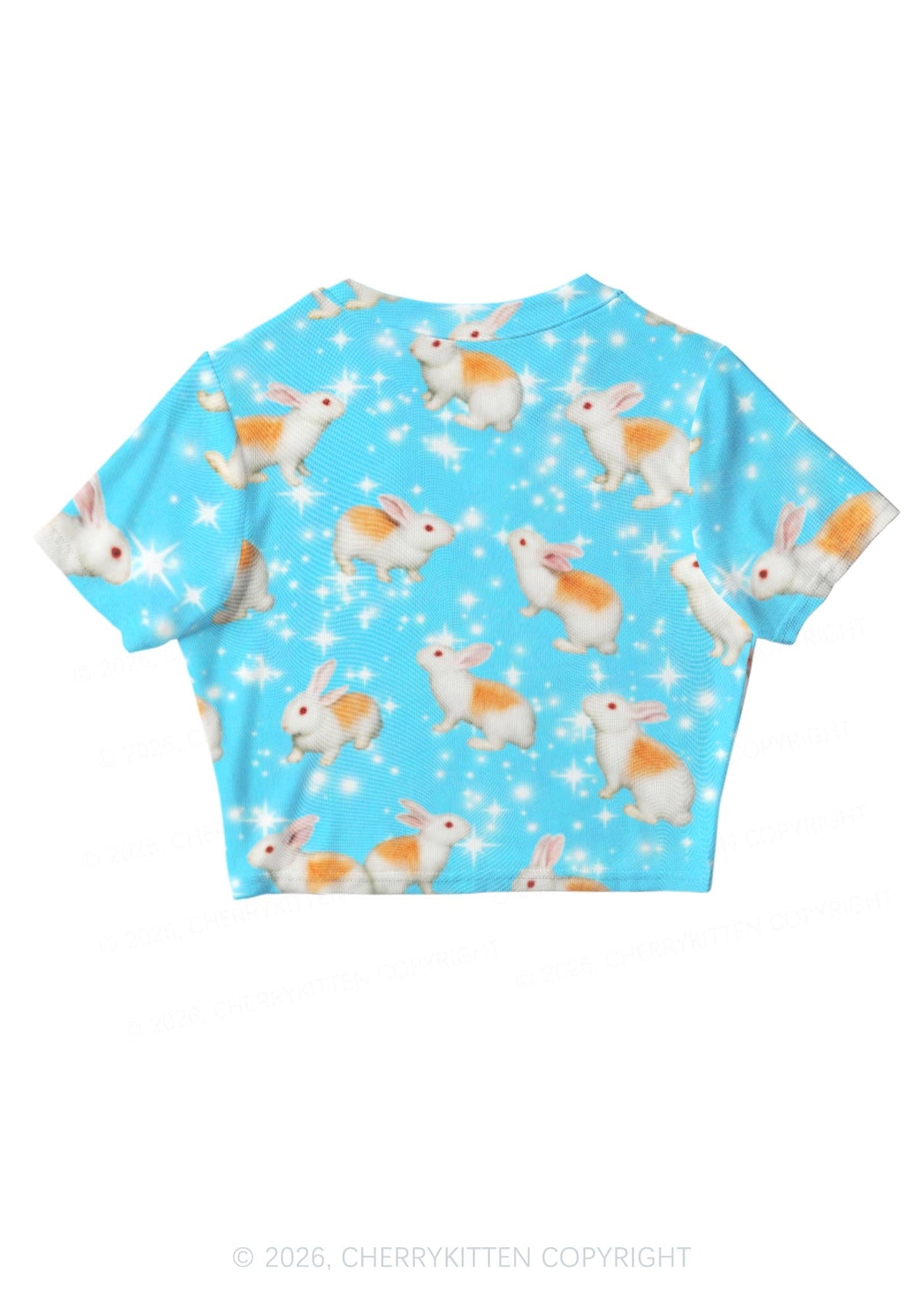 Orange Spotted Bunny Y2K Mesh Crop Top Cherrykitten