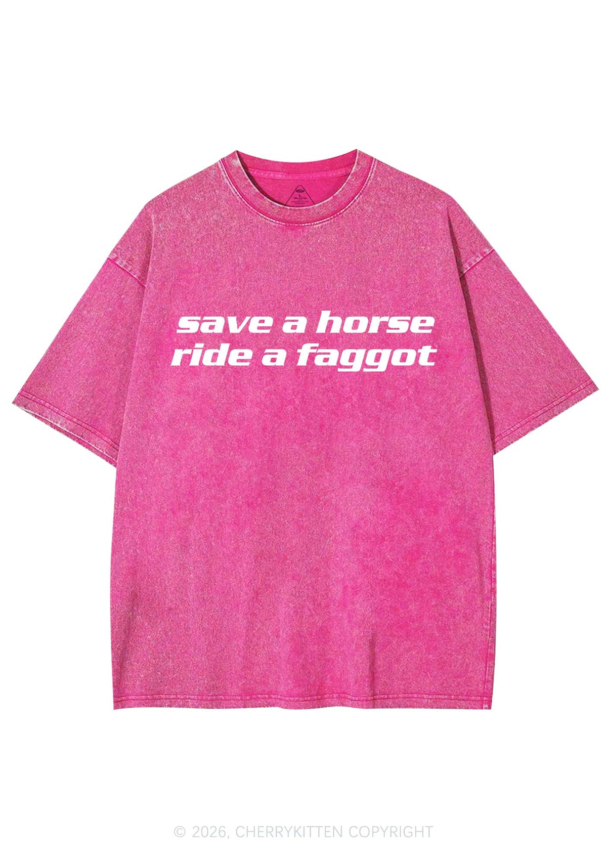 Save Horse Ride Faggot Pride Y2K Shirts Washed Tee Cherrykitten