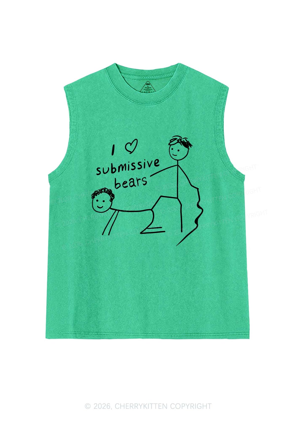 I Love S Bears Y2K Washed Muscle Tank Cherrykitten