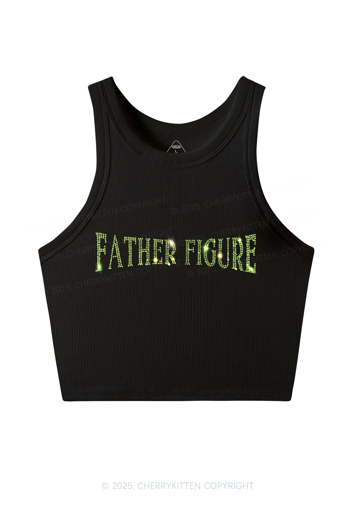 Rhinestone Father Figure Y2K Crop Tank Top Cherrykitten