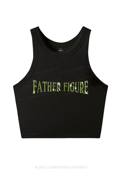 Rhinestone Father Figure Y2K Crop Tank Top Cherrykitten