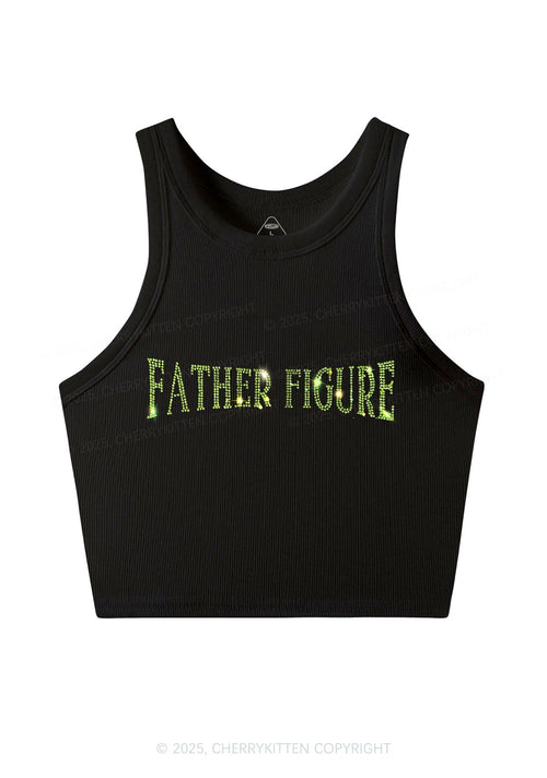 Rhinestone Father Figure Y2K Crop Tank Top Cherrykitten