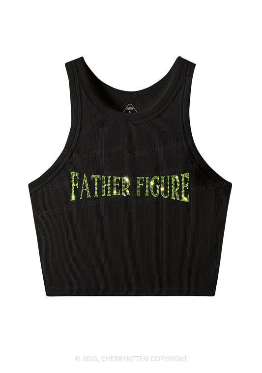 Rhinestone Father Figure Y2K Crop Tank Top Cherrykitten