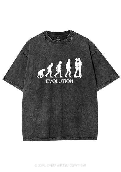 Gay Evolution Pride Y2K Shirts Washed Tee Cherrykitten