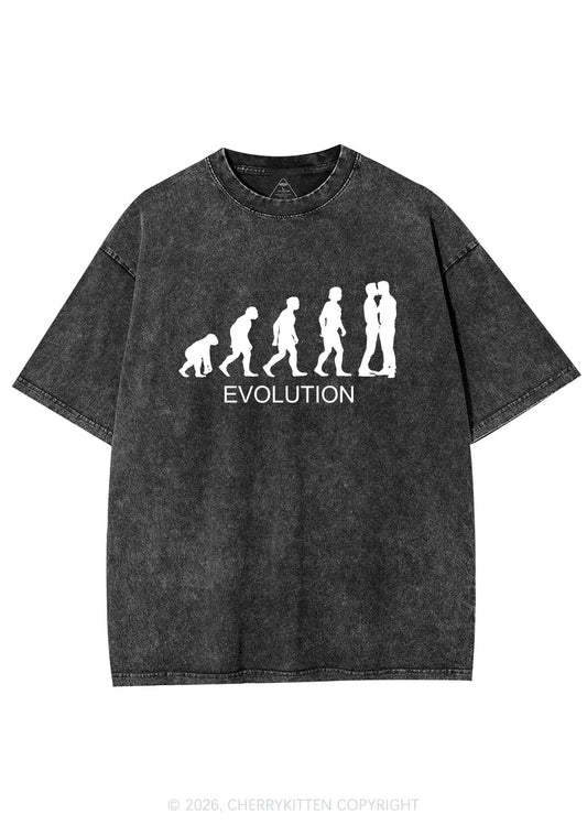 Gay Evolution Pride Y2K Shirts Washed Tee Cherrykitten