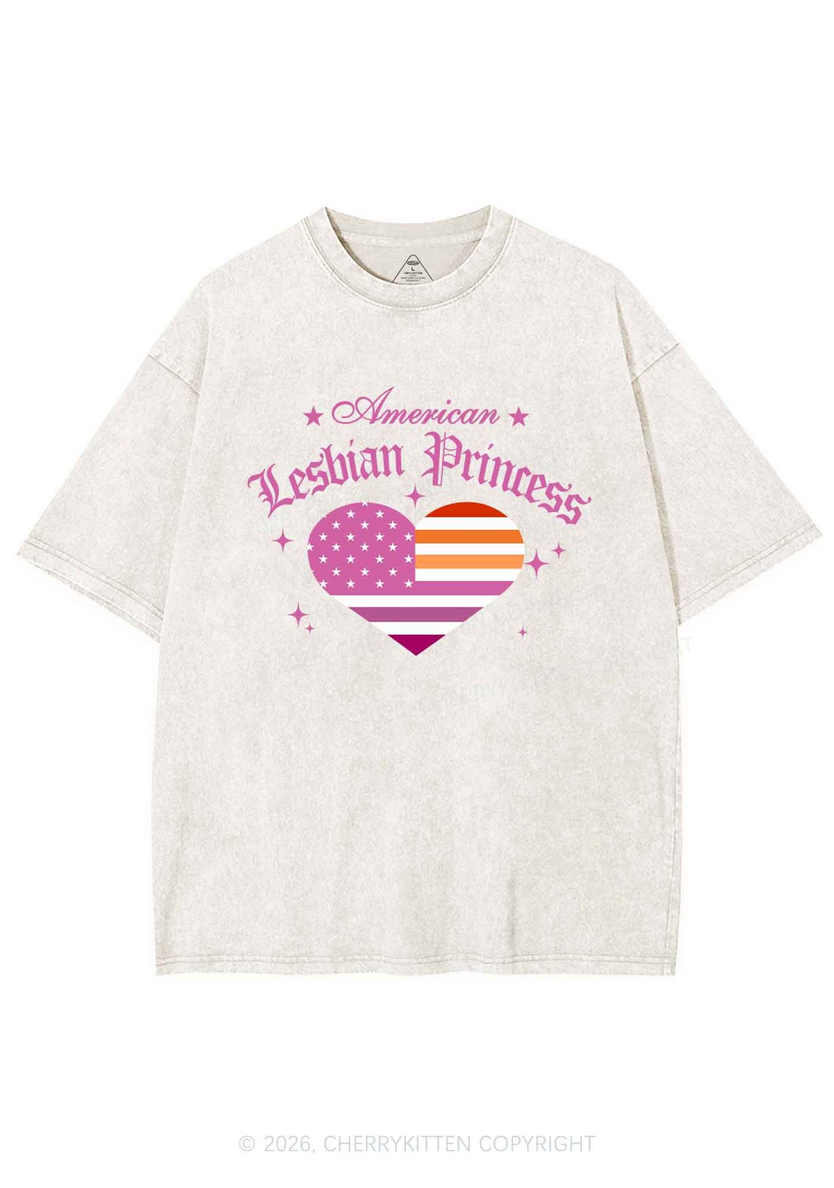 American Lesbian Princess Flag Pride Y2K Shirts Washed Tee Cherrykitten