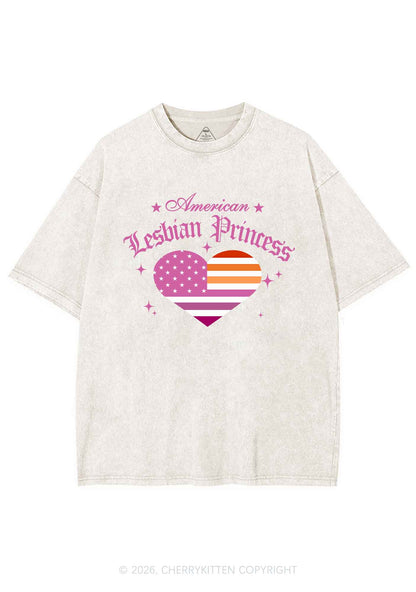 American Lesbian Princess Flag Pride Y2K Shirts Washed Tee Cherrykitten