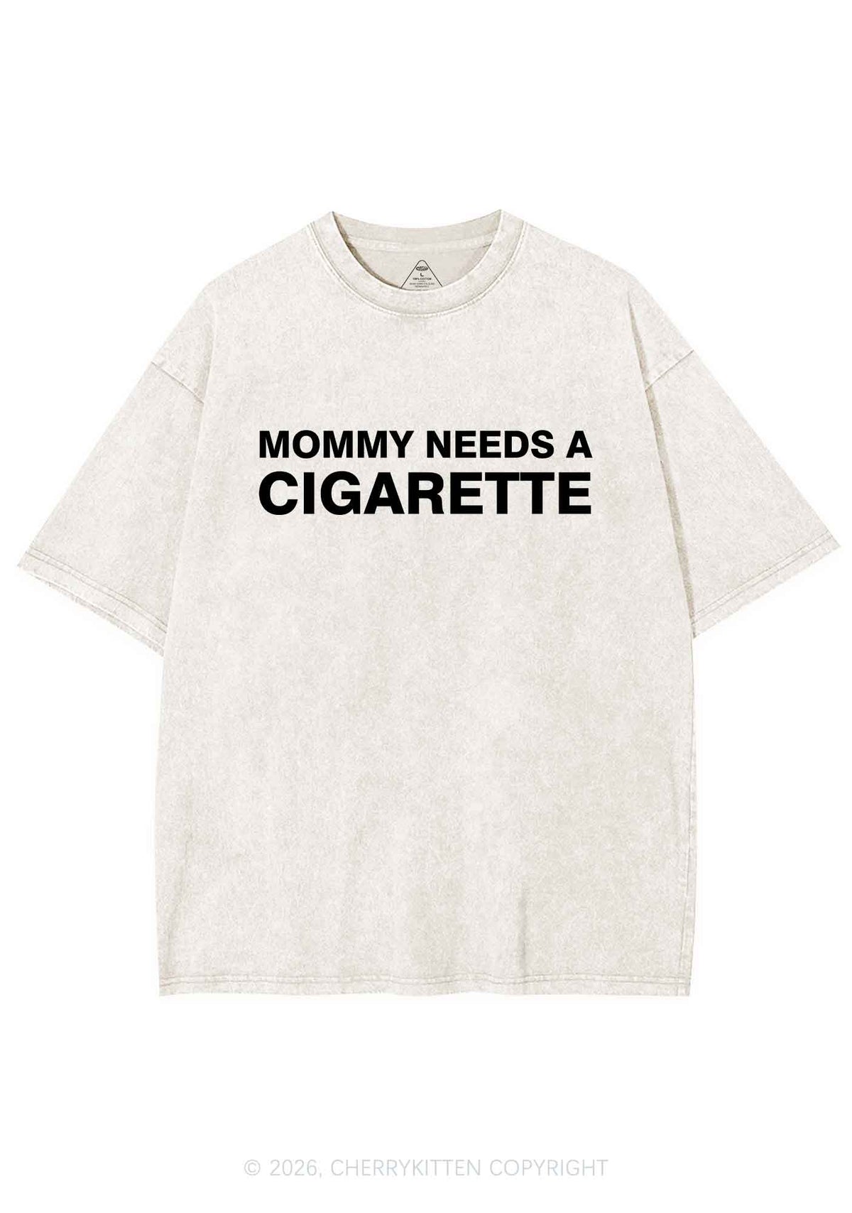 Mommy Needs A Cigarette Y2K Shirts Washed Tee Cherrykitten