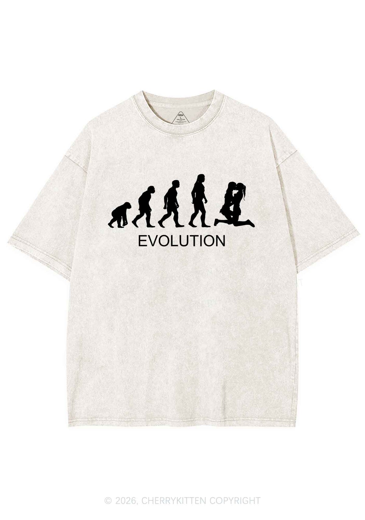 Lesbian Evolution Pride Y2K Shirts Washed Tee Cherrykitten