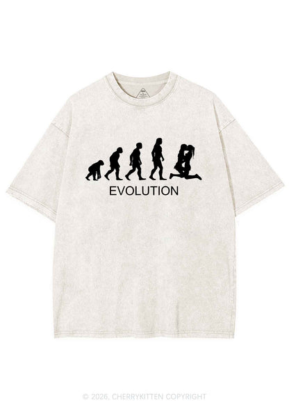 Lesbian Evolution Pride Y2K Shirts Washed Tee Cherrykitten