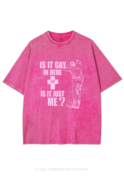 Is It Gay In Here Pride Y2K Shirts Washed Tee Cherrykitten