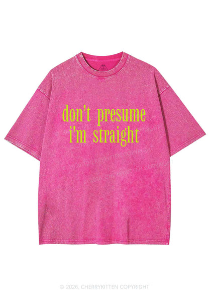 Dont Presume Im Straight Pride Y2K Shirts Washed Tee Cherrykitten