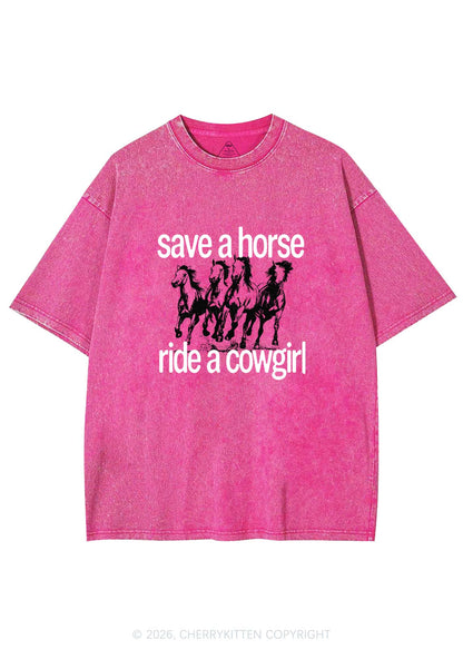 Four Horses Cowgirl Pride Y2K Shirts Washed Tee Cherrykitten