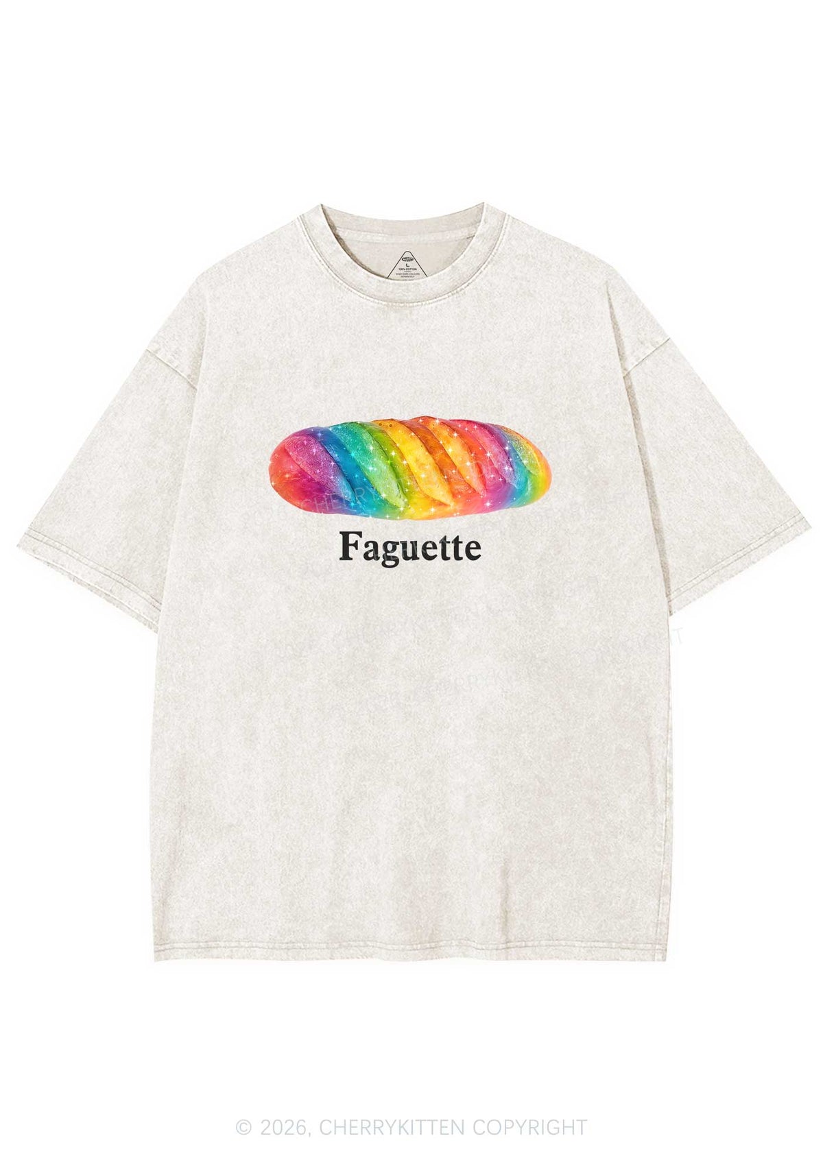 Rainbow Faguette Pride Y2K Shirts Washed Tee Cherrykitten
