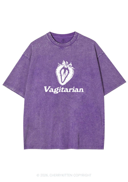 Vagitarian Strawberry Pride Y2K Shirts Washed Tee Cherrykitten