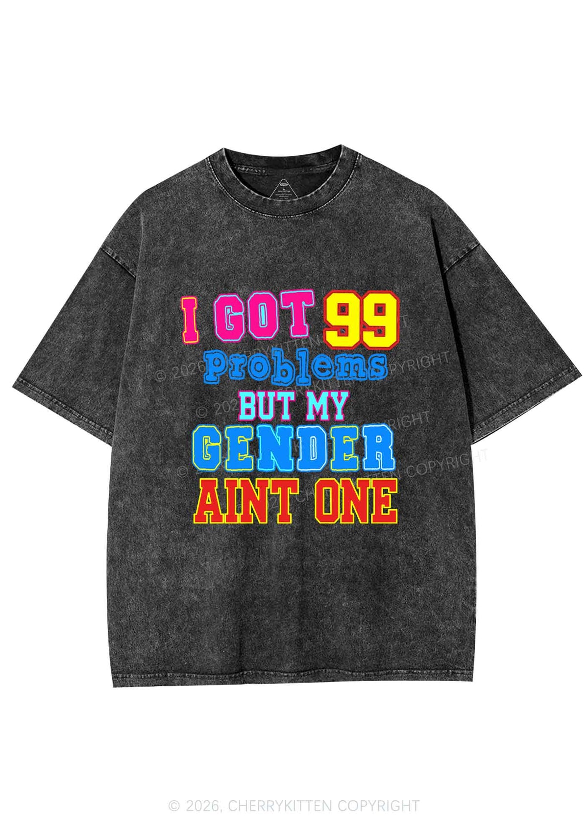 Gender Aint One Pride Y2K Shirts Washed Tee Cherrykitten