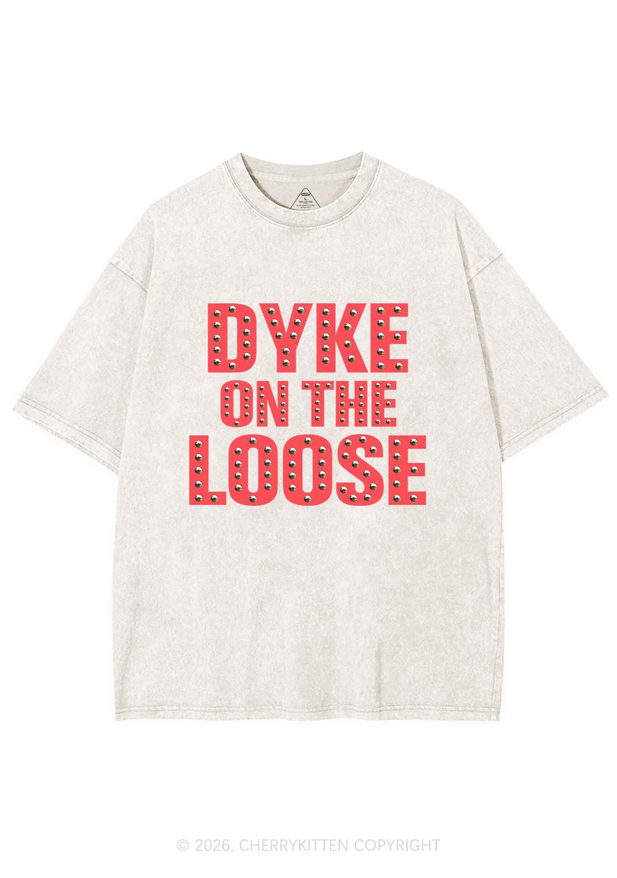 Dyke On The Loose Pride Y2K Shirts Washed Tee Cherrykitten