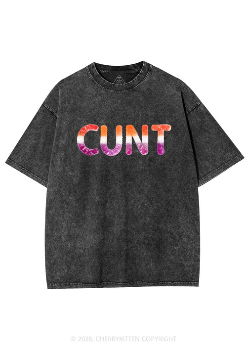 Lesbian Candy Cxxt Pride Y2K Shirts Washed Tee Cherrykitten