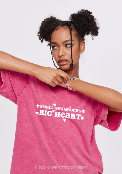 Small Shamrocks Big Heart St Patricks Y2K Shirts Washed Tee Cherrykitten